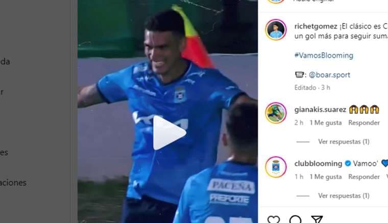 Richet Gómez compartió su felicidad y el gol que marcó en el clásico (video)